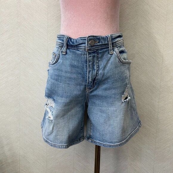 Pilcro Pants - Pilcro Light Wash Distressed Blue Denim Hyphen Mom Shorts Womens Size 30